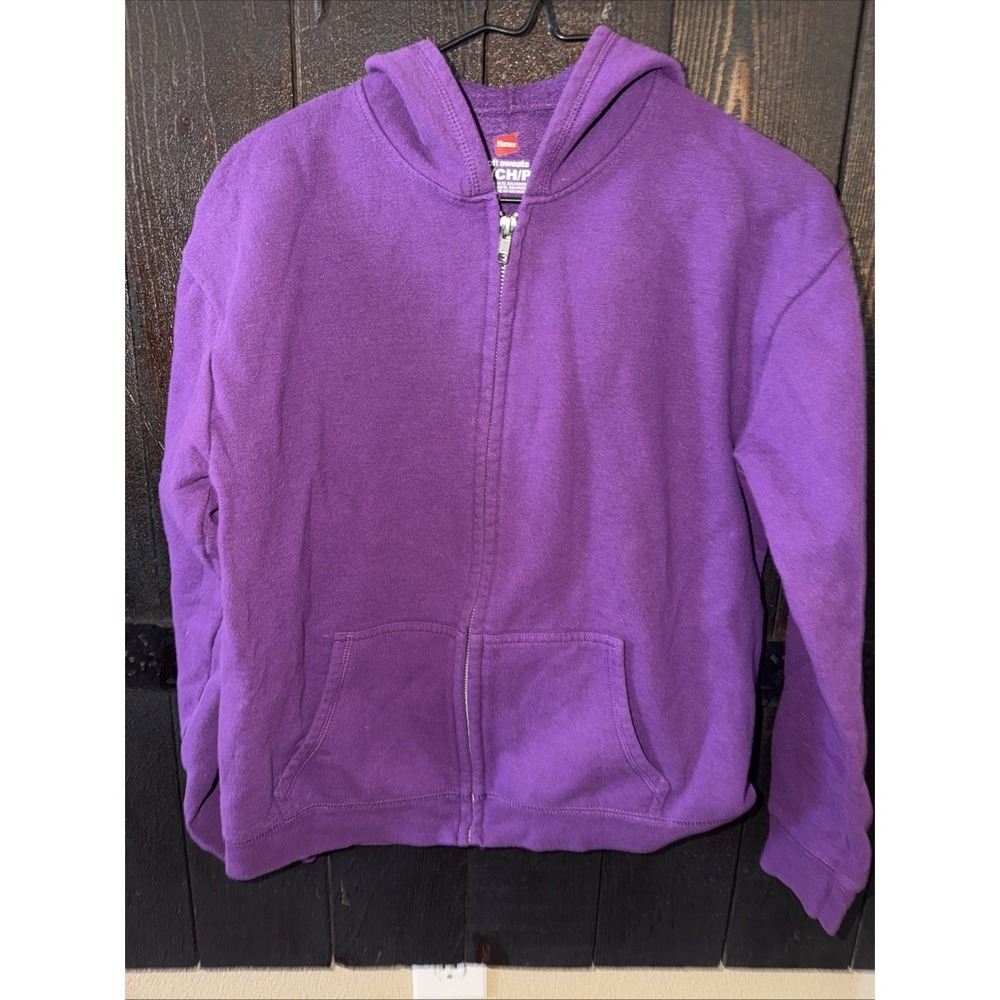 Hanes Soft Sweats Vintage Full Zip Goodie Purple Size Women's Small Cotton Blend